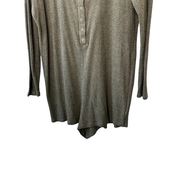 Aerie Dark Green Very Soft Ribbed Long Sleeve Lounge Wear Romper Size Small - Picture 4 of 7